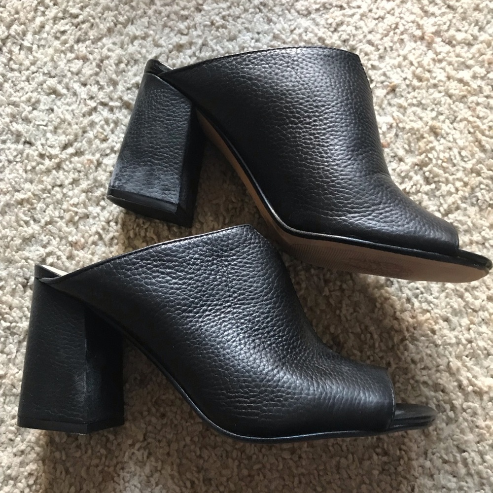 Vince Camuto peep toe mule heels